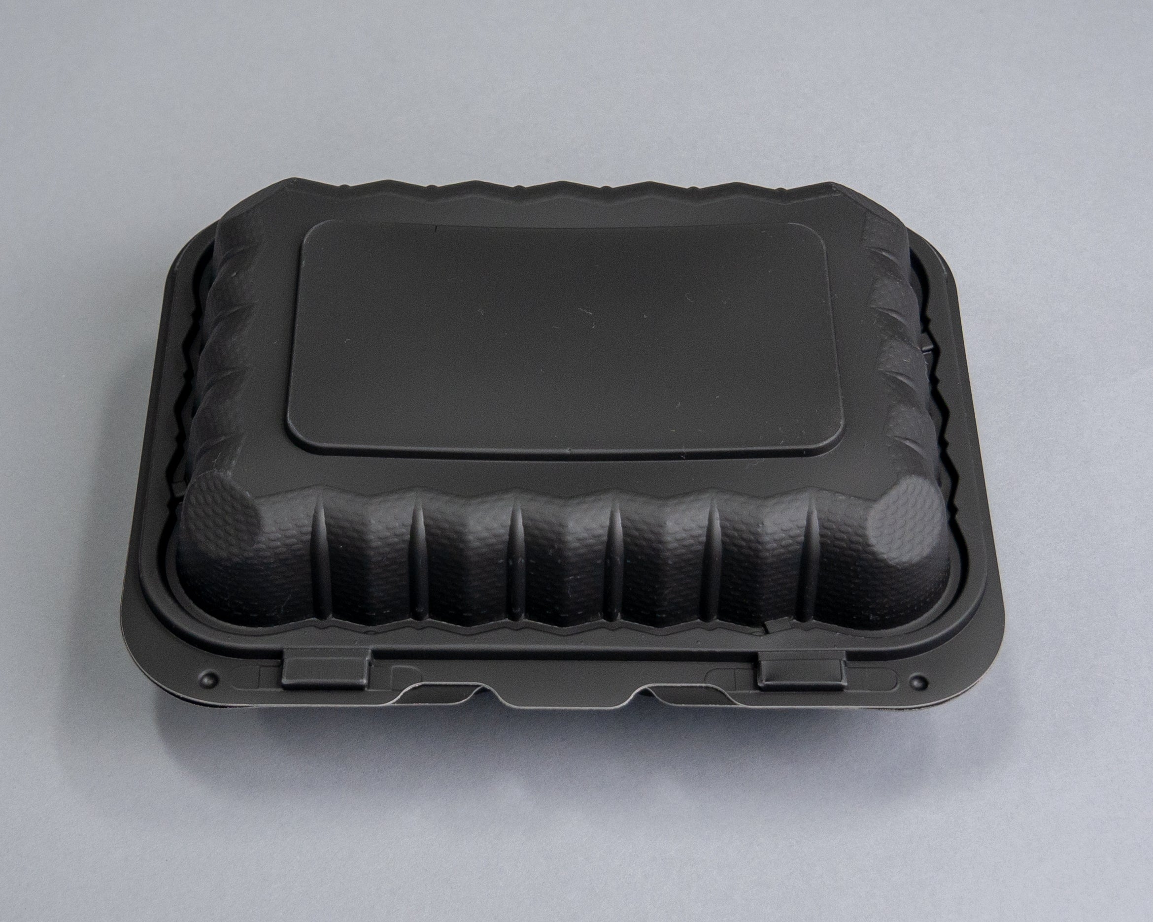Ecopax 8 x 8 1-Compartment Microwaveable Black Mineral-Filled Plastic  Hinged Take-Out Container - 150/Case