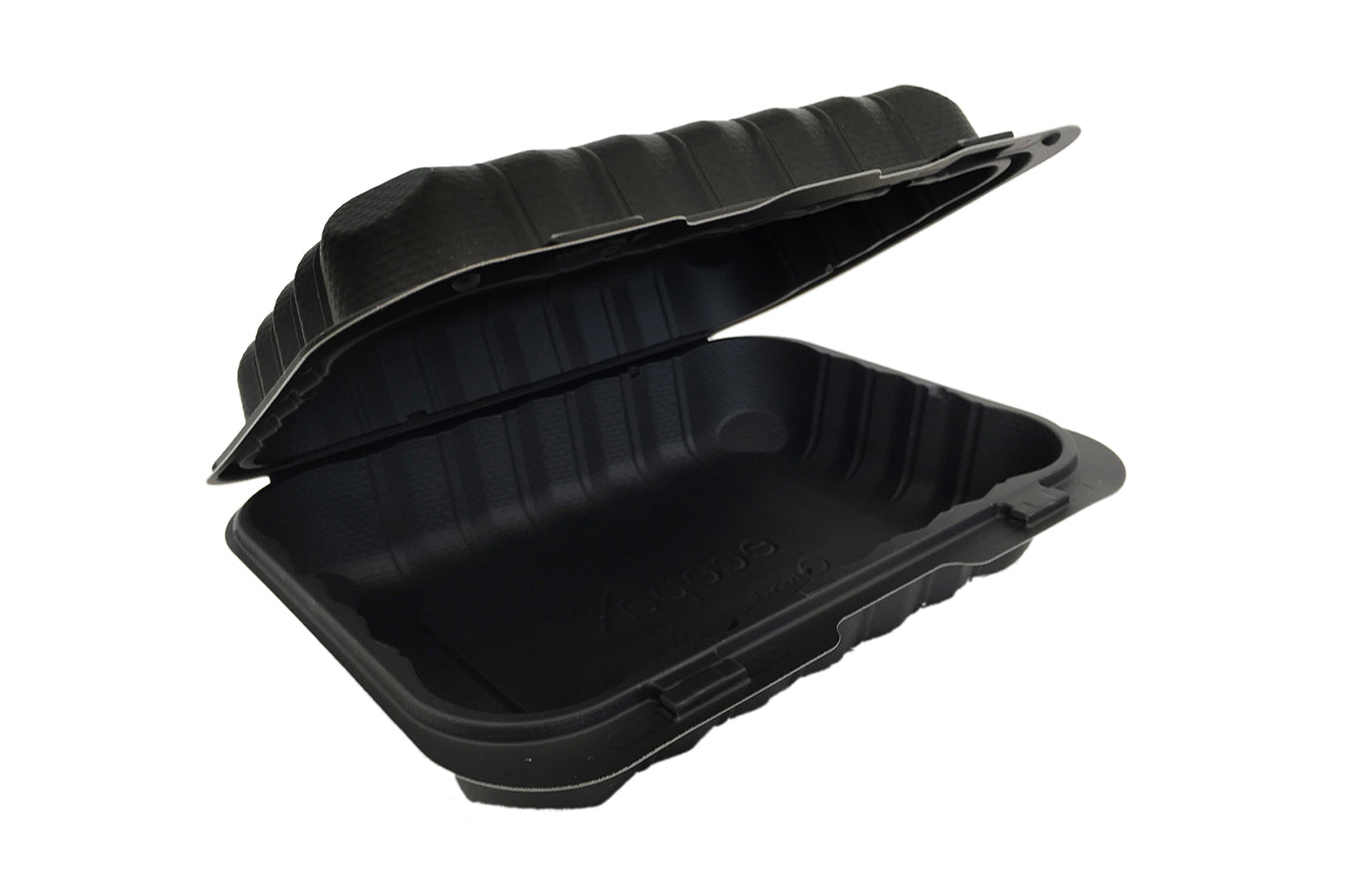 Ecopax Pebble Box Black 1-Compartment Hinged Container 8.13" x 6.5" x 2.63" (PP203-BK) - 300 Count (OOS)