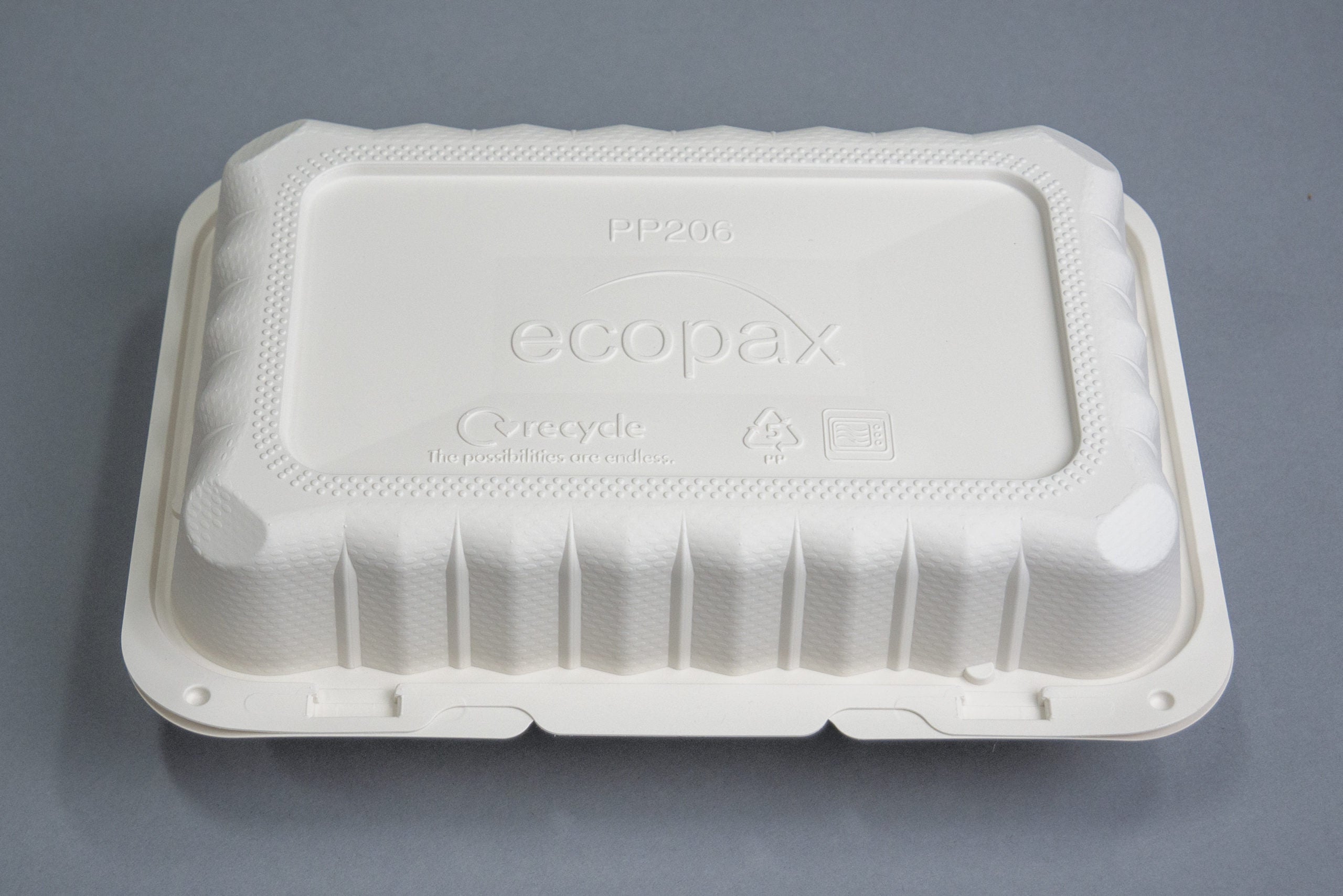 Ecopax Pebble Box White Hinged Container 9.25" x 6.5" x
