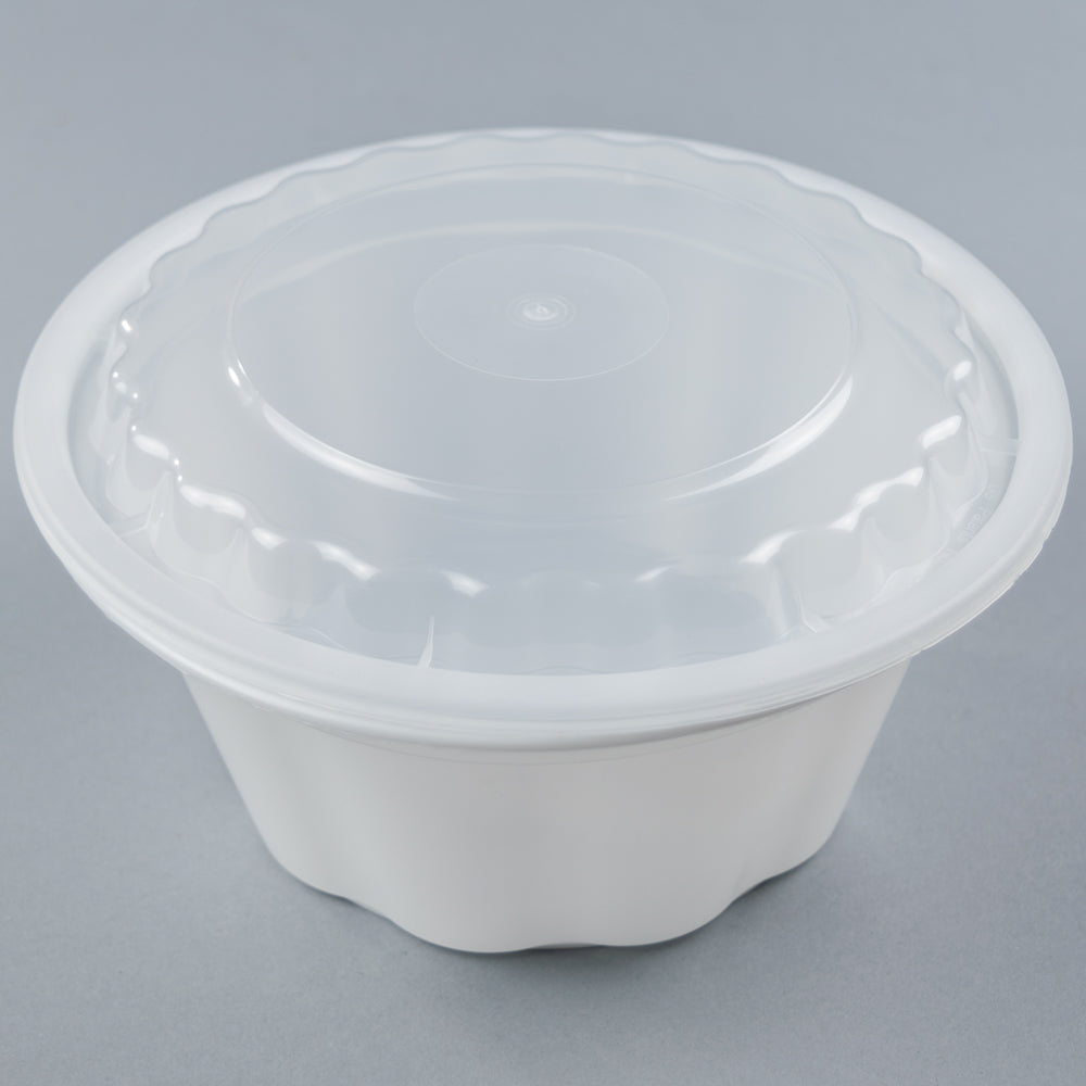 TT 7" Round 32 Oz. Deep Noodle Soup Container White - 150/Case