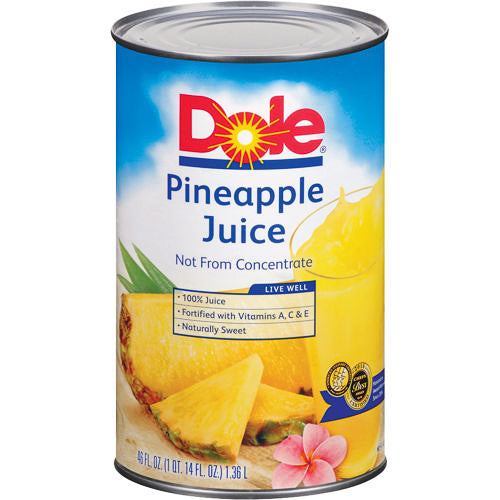 Dole 100% Pineapple Juice 46 oz. Can - 12/Case
