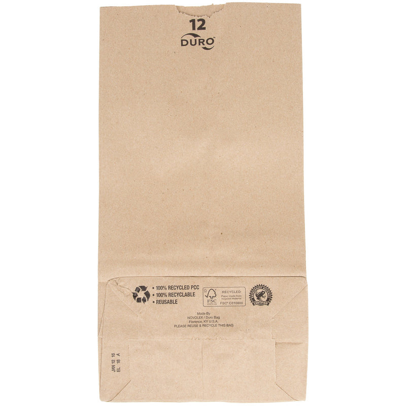 Duro 12 lb. Kraft Brown Paper Bag - 500/Bundle
