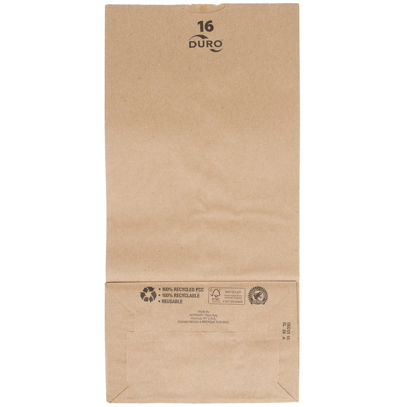Duro 16 lb. Kraft Brown Paper Bag - 500/Bundle