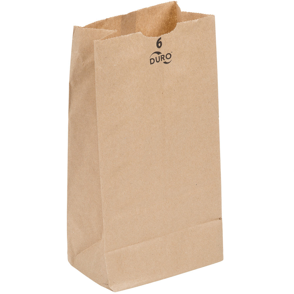 Duro 6 lb. Kraft Brown Paper Bag - 500/Bundle