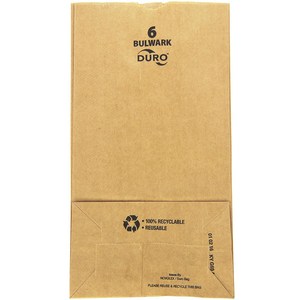 Duro 6 lb. Kraft Bulwark Heavy Duty Brown Paper Bag - 500/Bundle