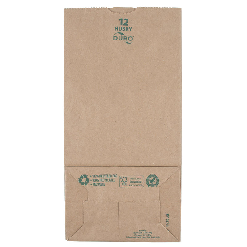 Duro 12 lb. Kraft Husky Heavy Duty Brown Paper Bag - 500/Bundle