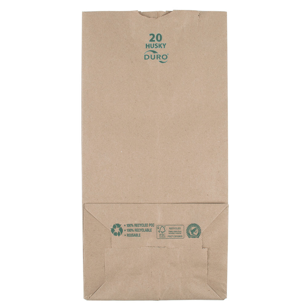 Duro 20 lb. Kraft Husky Heavy Duty Brown Paper Bag - 500/Bundle