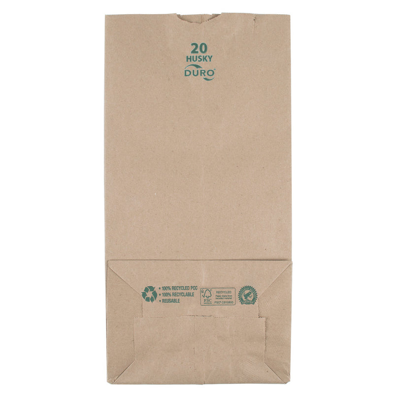 Duro 20 lb. Kraft Husky Heavy Duty Brown Paper Bag - 500/Bundle
