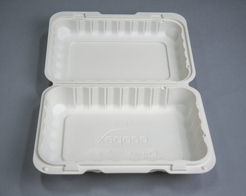 WELLCHOICE PW206 ECO Hinged Take-Out Container, White, 9 x 6 x