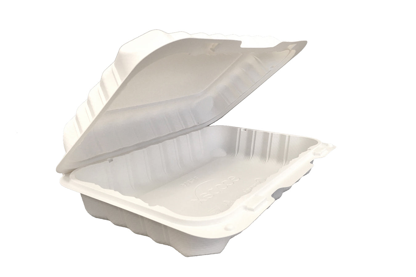 Ecopax Pebble Box White 1-Compartment Hinged Container 9.25