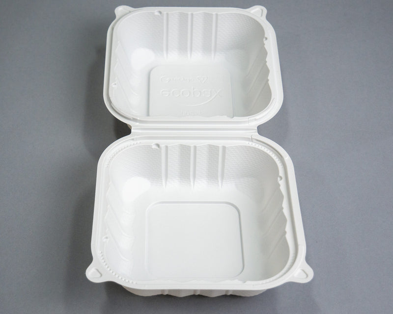 Ecopax PP225 Sandwich White Plastic Hinged Containers 250 / Case