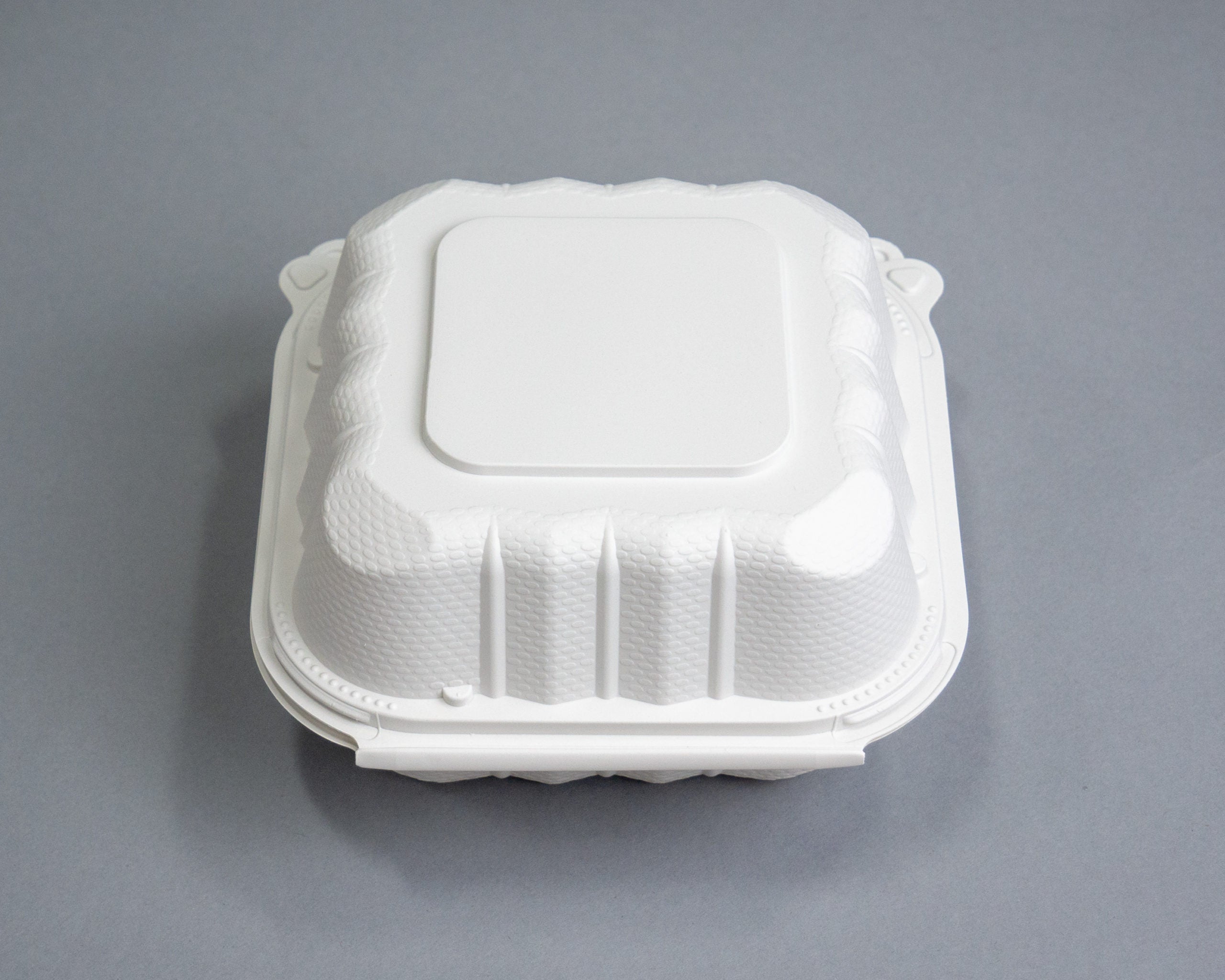 Ecopax Pebble Box White 1-Compartment Hinged Container 6