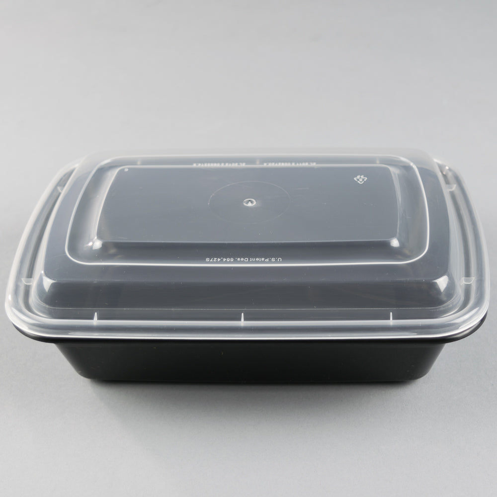 YS Black Rectangular Container 38 oz - 150/Case