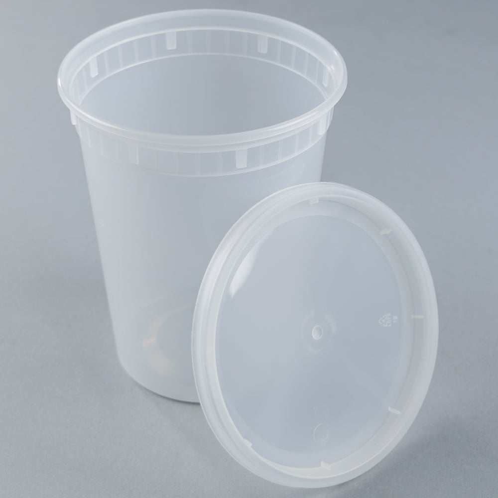 YS 32 oz. Translucent Plastic Deli Container with Lid - 240 Count